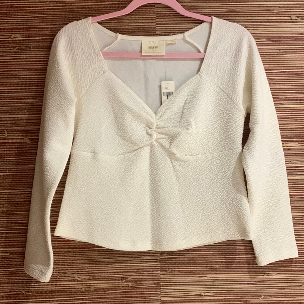Maeve by Anthropologie White Long Sleeve Top